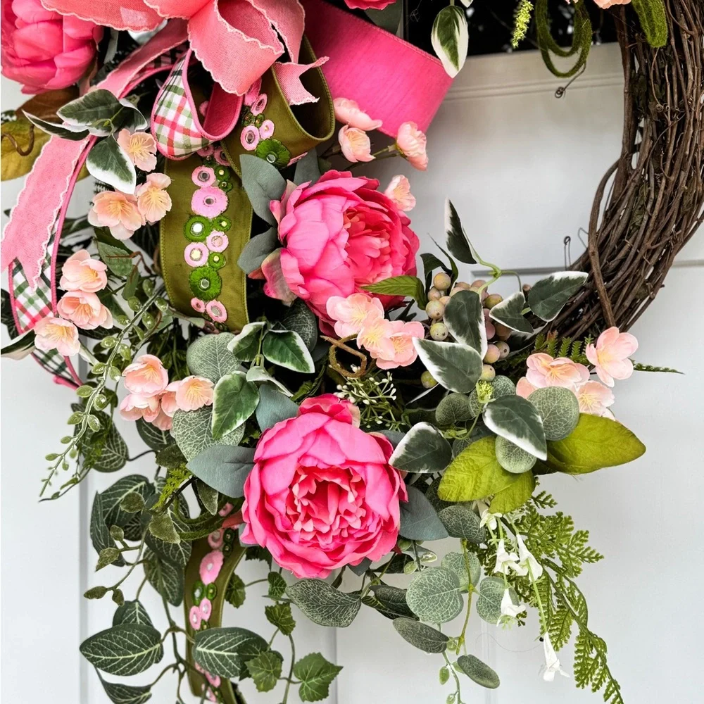XL Floral Wreath with Pink Peonies and Greenery